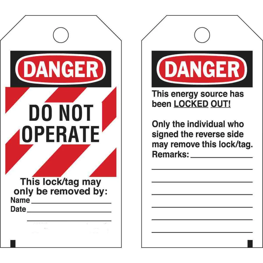 Do Not Operate Danger Hand Tag PVC Plastic Lockout Tags
