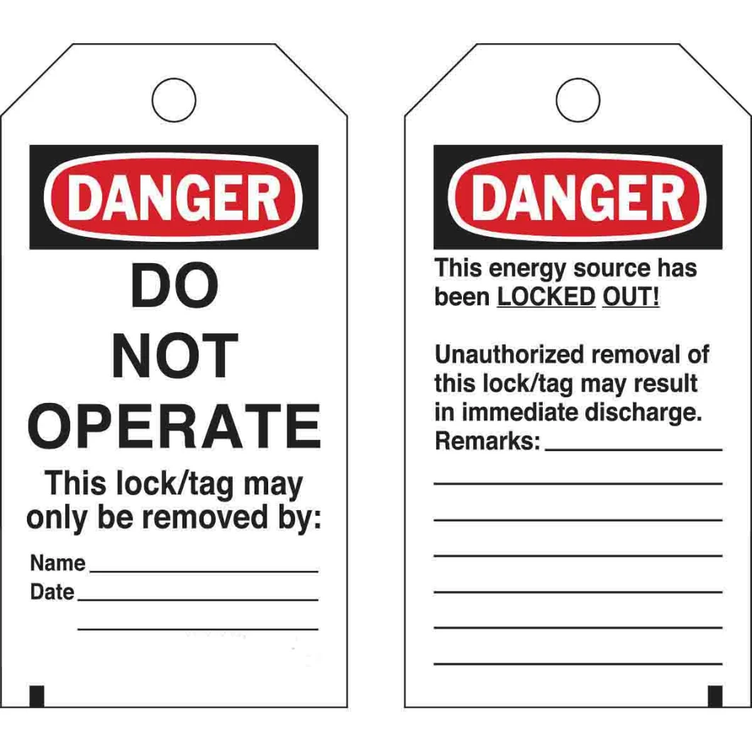 Do Not Operate Danger Hand Tag PVC Plastic Lockout Tags
