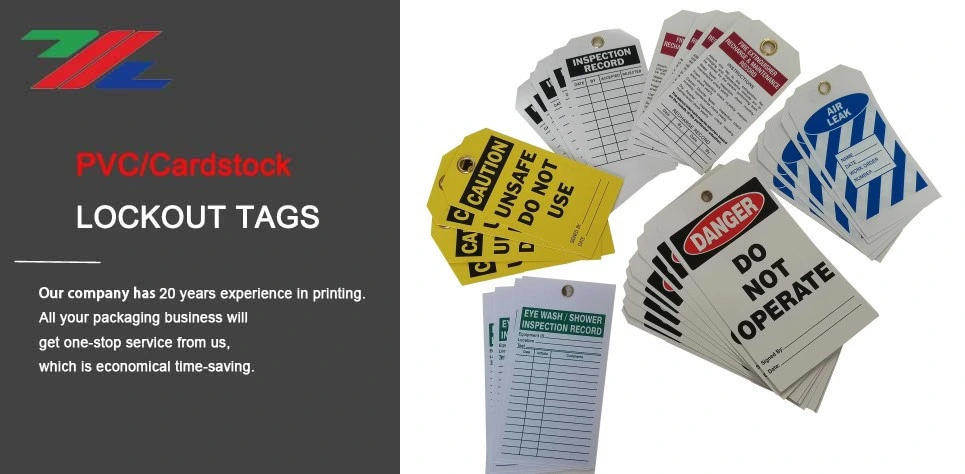 Custom Paper Cardstock Warning Tag Polyester Plastic Waterproof Lock Signs Tagout Tags