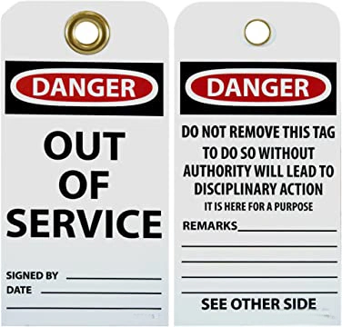 Custom PVC Vinyl Lockout Tagout Tags Danger out of Service Equipment Station Noted Tag