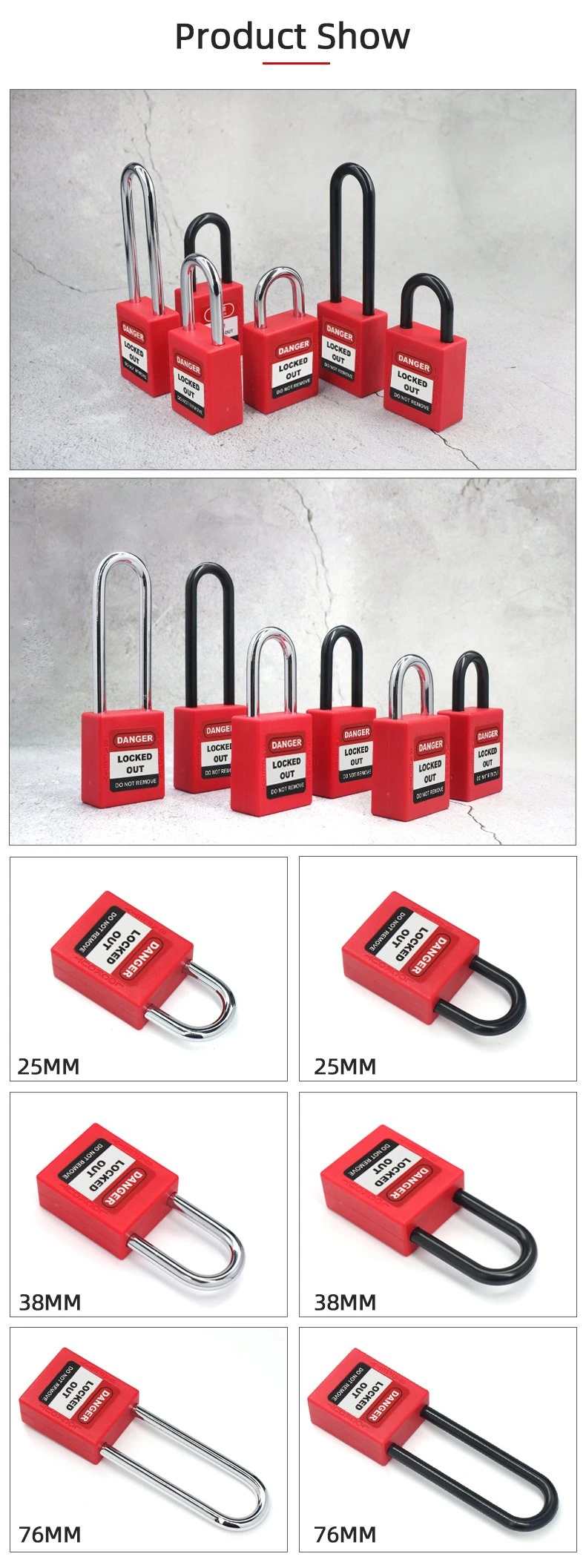 38mm Thin Shackle Nylon Safety Padlock Industrial Padlock All Color 4mm Diameter Material Origin Type ISO Place