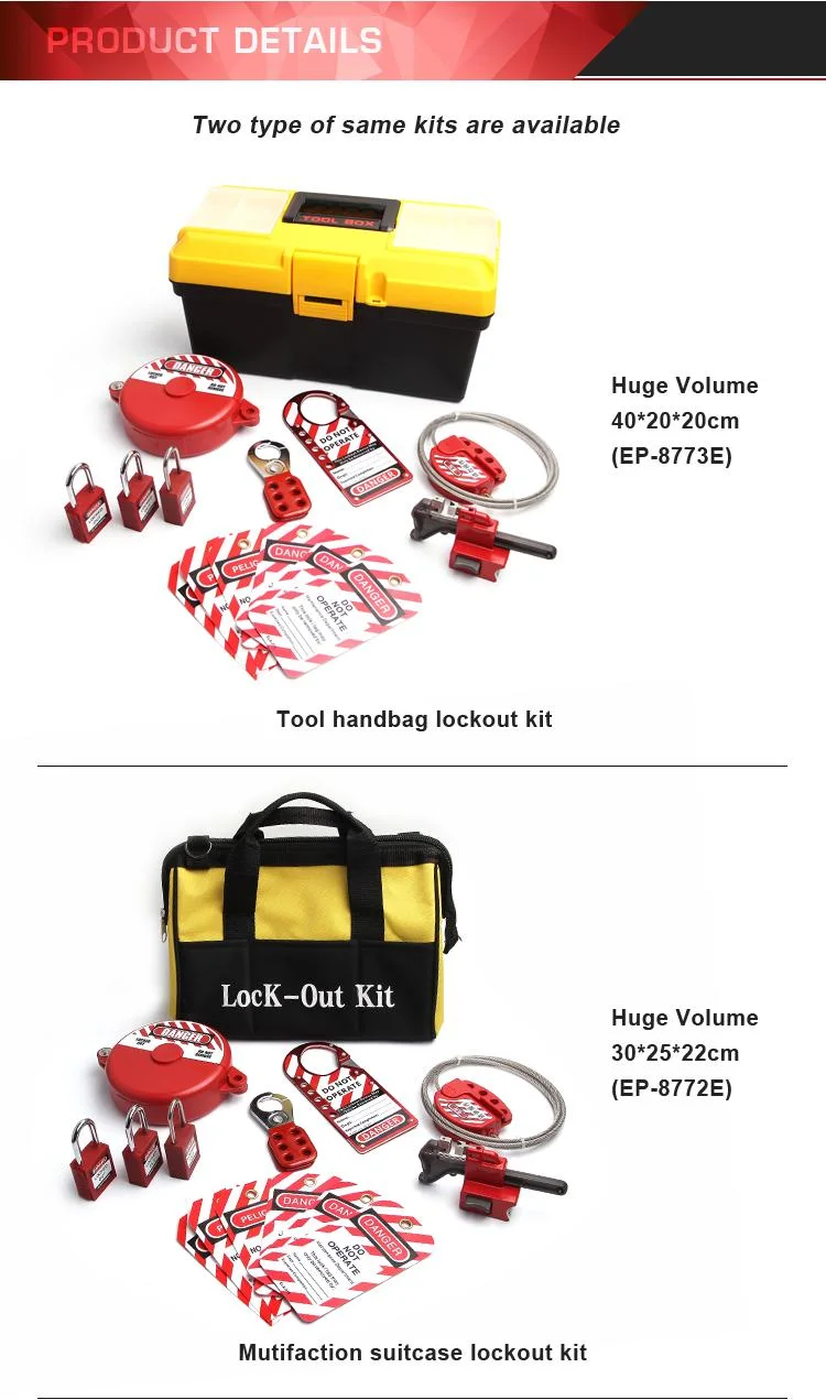Industrial Safety Breaker Lockout Tool Bag Kit with Laminated Padlock