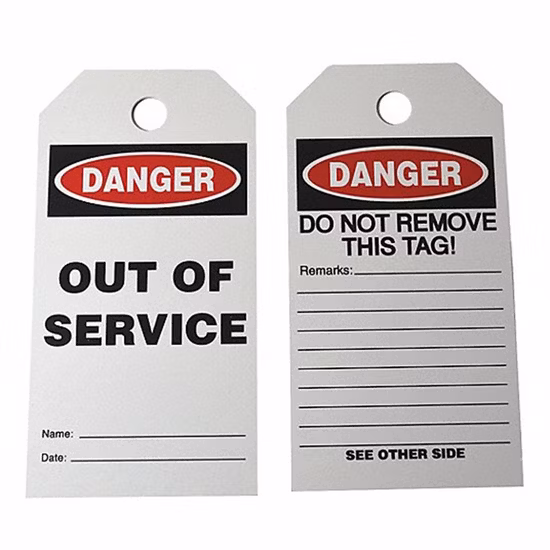 Custom PVC Vinyl Lockout Tagout Tags Danger out of Service Equipment Station Noted Tag